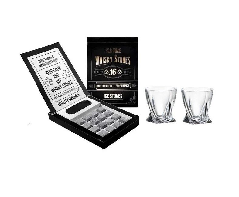 Подарочный набор для алкоголя камни для виски Whiskey Stones 16 шт. и 2 хрустальных стакана Bohemia Quadro - фото 3 Подарочный набор для алкоголя камни для виски Whiskey Stones 16 шт. и 2 хрустальных стакана Bohemia Quadro - фото 3