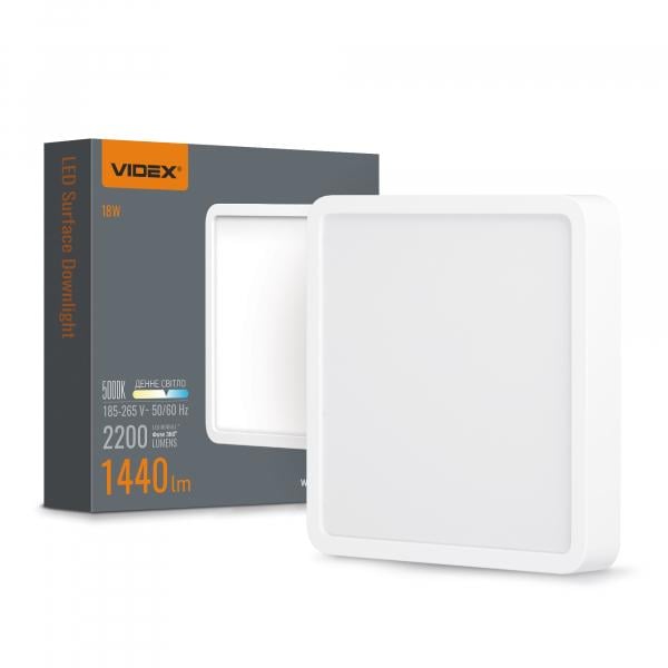 Світильник накладний Videx квадрат 18 W/5000 K White