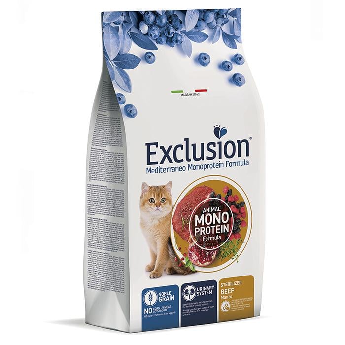 Корм сухой Exclusion Cat Sterilized Beef для стерилизованных кошек 12 кг
