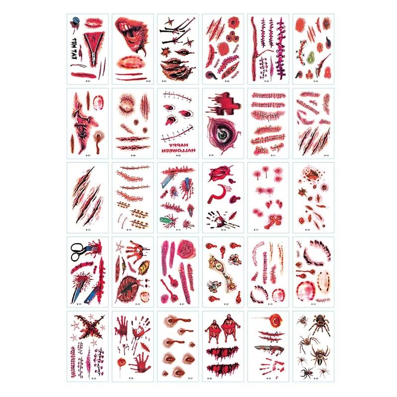 Тату временные на Хэллоуин 60 шт. 10х6 см Разноцветный (Т566)