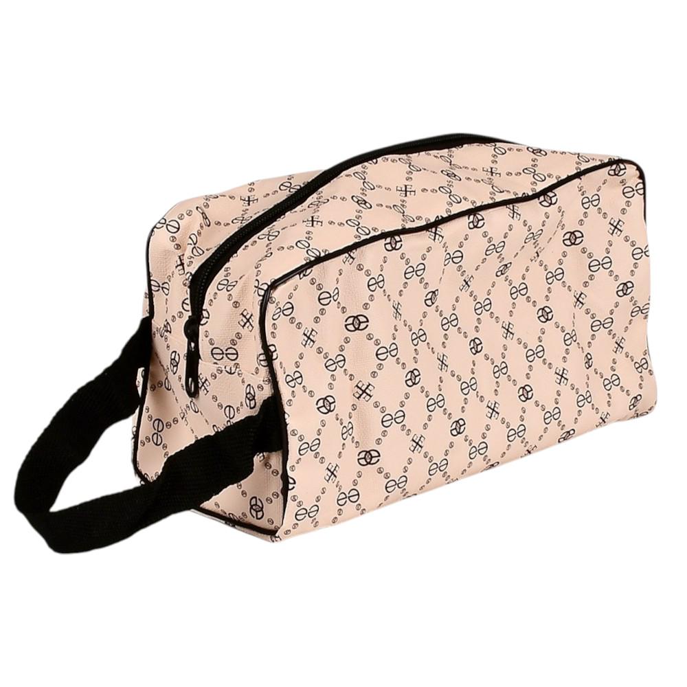 Косметичка большая женская Stenson Style 26х12х11 см Пудровый с черным (R33397)