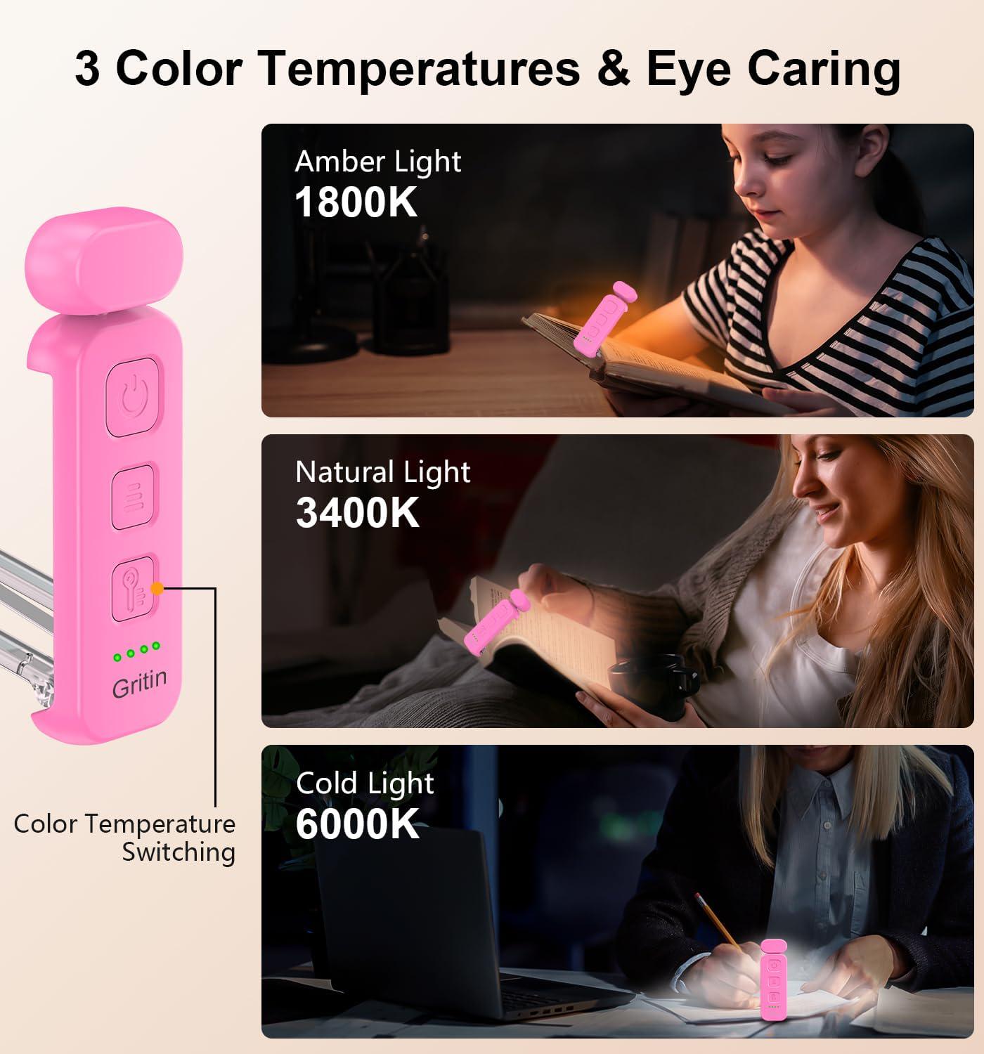 Настольная лампа для чтения аккумуляторная Gritin LED Book Light 500 mAh до 80 часов работы Pink (G1313) - фото 4 Настольная лампа для чтения аккумуляторная Gritin LED Book Light 500 mAh до 80 часов работы Pink (G1313) - фото 4