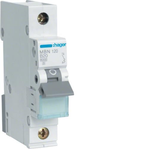 Автоматический выключатель Hager 1P 20А 6kA B (MBN120)