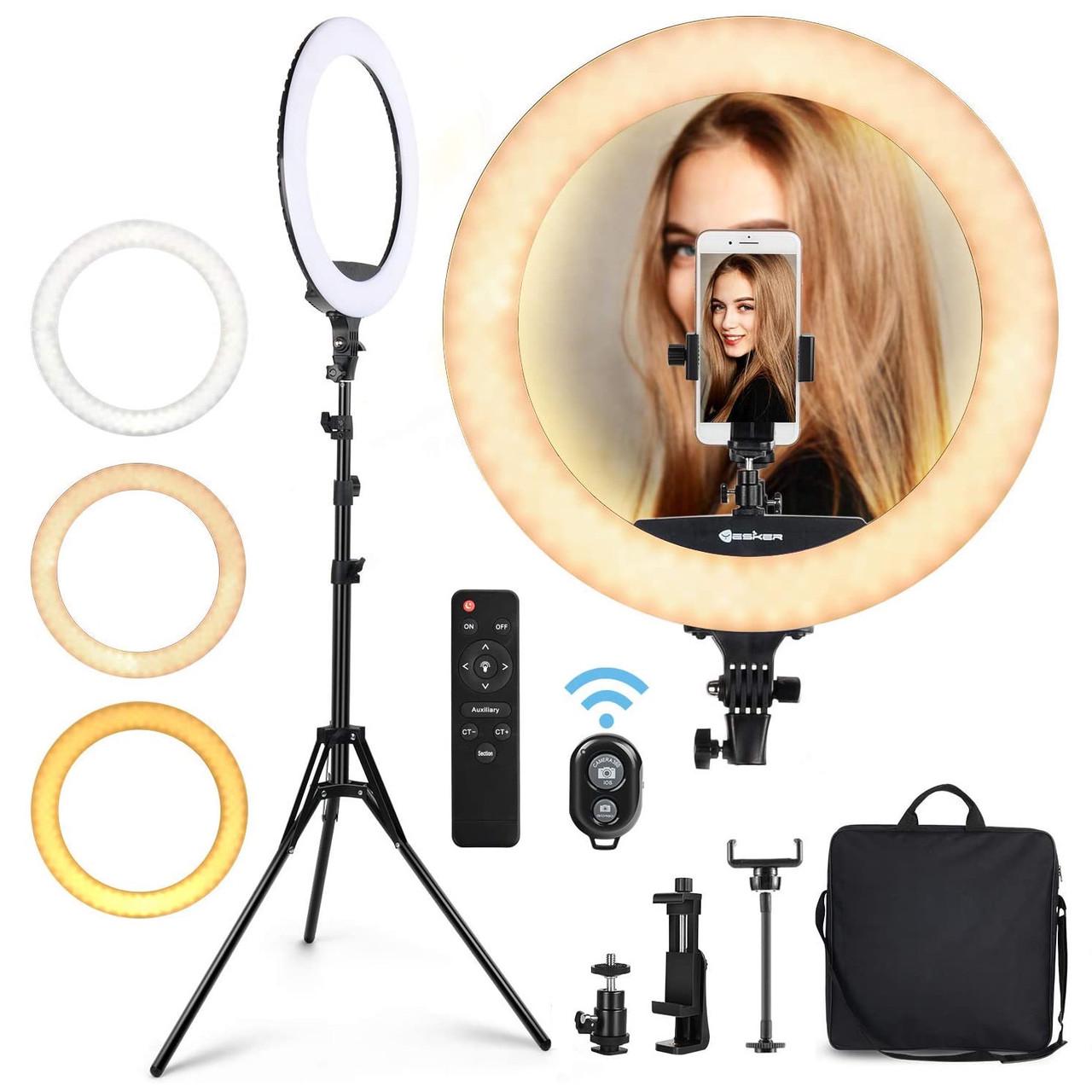 Лампа кольцевая светодиодная Ring Light Pro K550 45 см 65 Вт штатив 2 м/держатель для телефона/USB (10069975) - фото 2