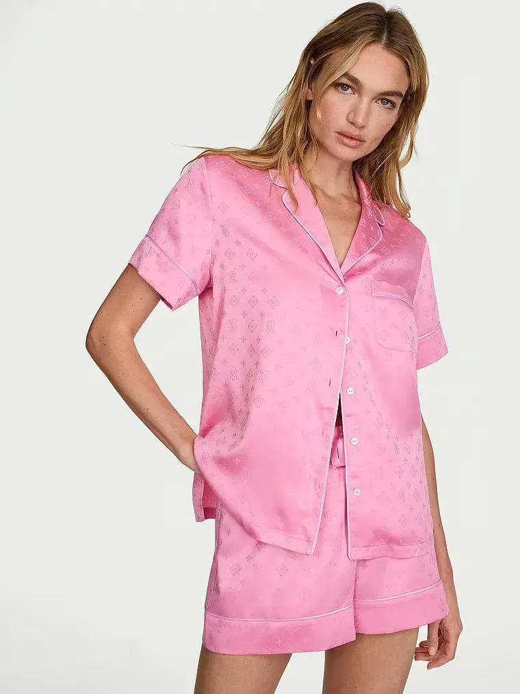 Пижама Victoria's Secret Signature Satin Short Pajama Set Pink Sugar XS Розовый (27303374)
