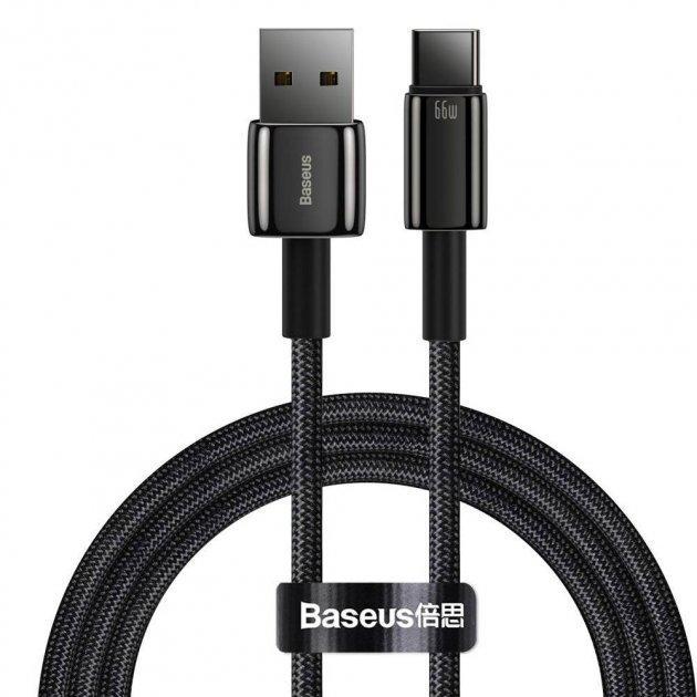 Кабель Baseus CATWJ-B01 Tungsten Gold Fast Charging Cable USB to Type-C 66W 1 м Black