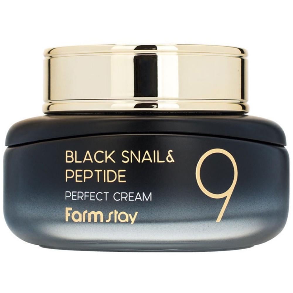 Крем для лица омолаживающий Farmstay Black Snail & Peptide 9 Perfect Cream с комплексом из 9 пептидов 55 мл (8809639172483)