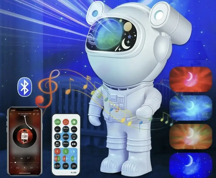 Ночник проектор звездного неба Астронавт с пультом и колонкой X6636 Ночник проектор звездного неба Астронавт с пультом и колонкой X6636