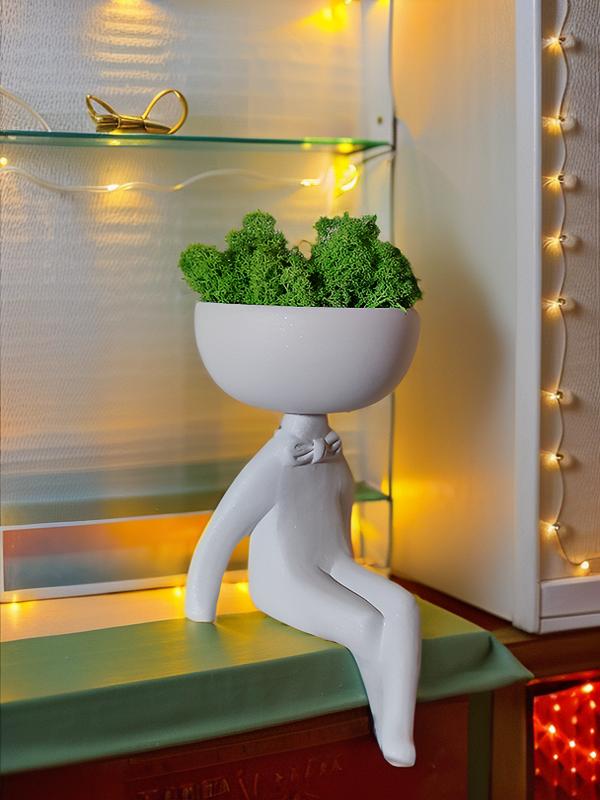 Кашпо-вазон KeramaTato Франт порошковое покрытие с мхом 27х15 см 0,7 л Белый (ФБ27-15) - фото 4 Кашпо-вазон KeramaTato Франт порошковое покрытие с мхом 27х15 см 0,7 л Белый (ФБ27-15) - фото 4