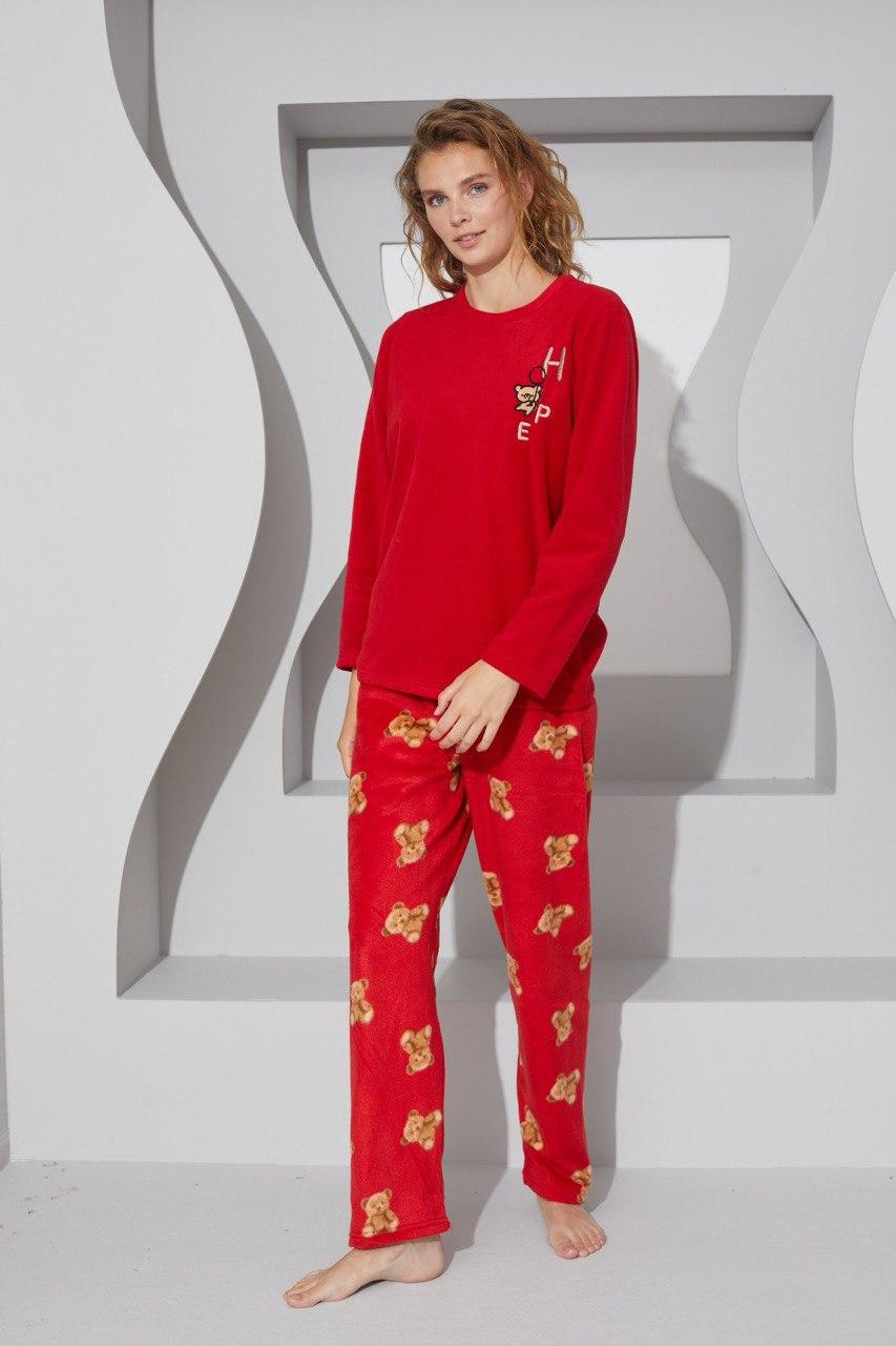 Піжама жіноча тепла Hope з флісу полар XL Червоний (SS23075) Піжама жіноча тепла Hope з флісу полар XL Червоний (SS23075)