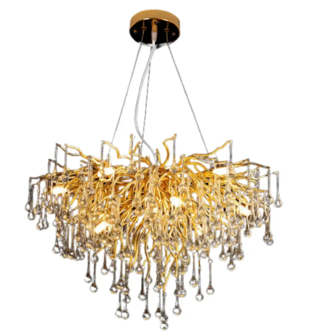 Люстра Sirius с хрустальными подвесами под двенадцать ламп G9 Золотой (WM-7001/800)