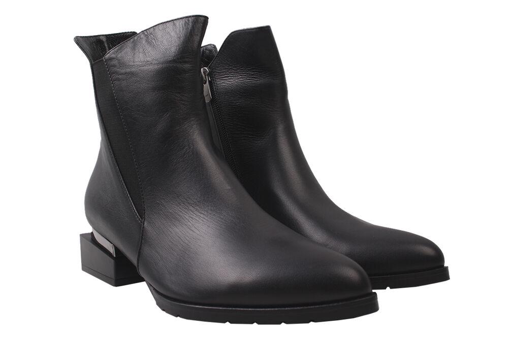 Ботинки Aquamarin на низком ходу женские из кожи р. 40 Черный (1684-9DHC-)