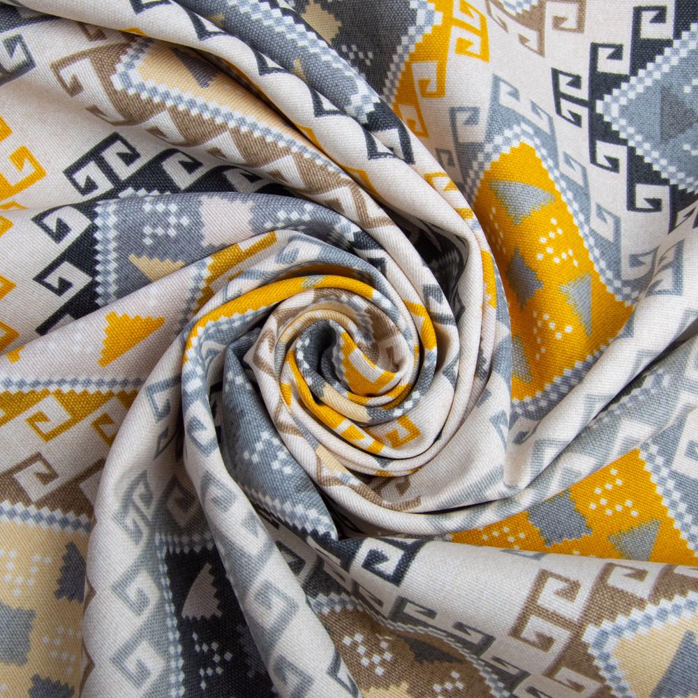 Ткань декоративная хлопок Орнамент V-003 с водоотталкивающей пропиткой Серый (25547)