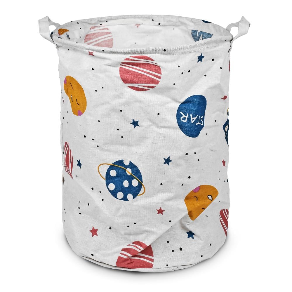 Кошик для білизни складний тканинний Stenson Figures з двома ручками 35х45 см Білий (R32353)