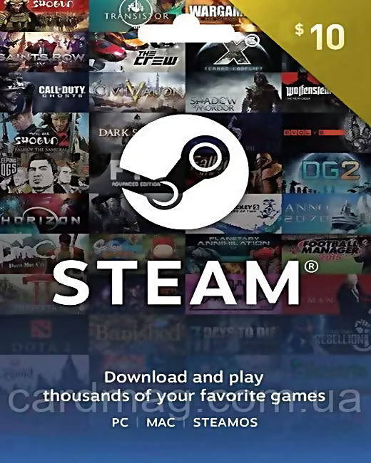 Подарункова карта Steam на 10 доларів США тільки для USD