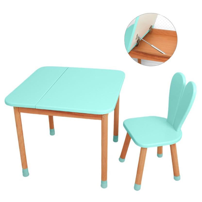 Детский стол со стулом с ящиком Bambi комбинированный 61х61х52 см Бирюзовый (KL-154-R-40)