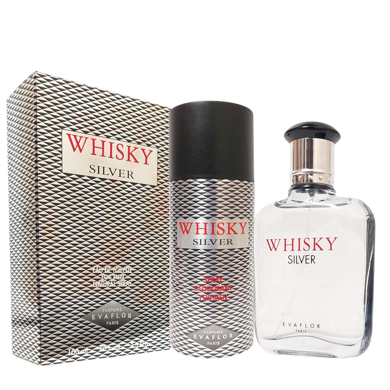 Набор для мужчин Whisky Silver Туалетная вода мужская 100 мл Дезодорант 150 мл Набор для мужчин Whisky Silver Туалетная вода мужская 100 мл Дезодорант 150 мл