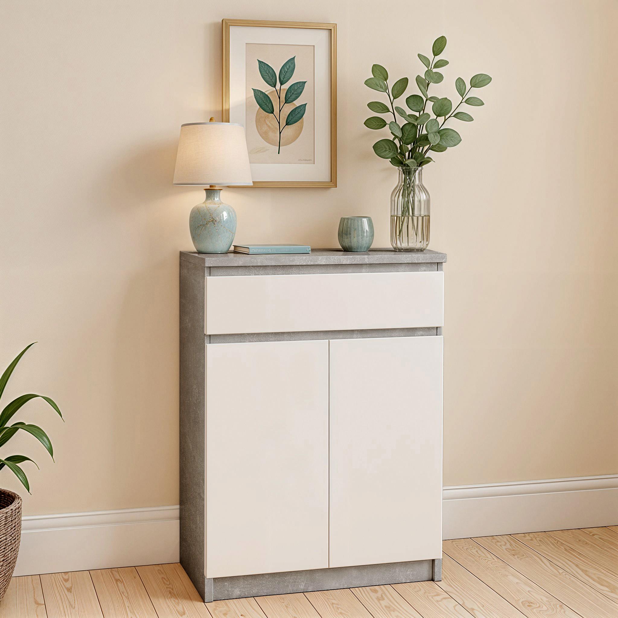 Комод Holli 700х370х1000 мм Бетон/Білий