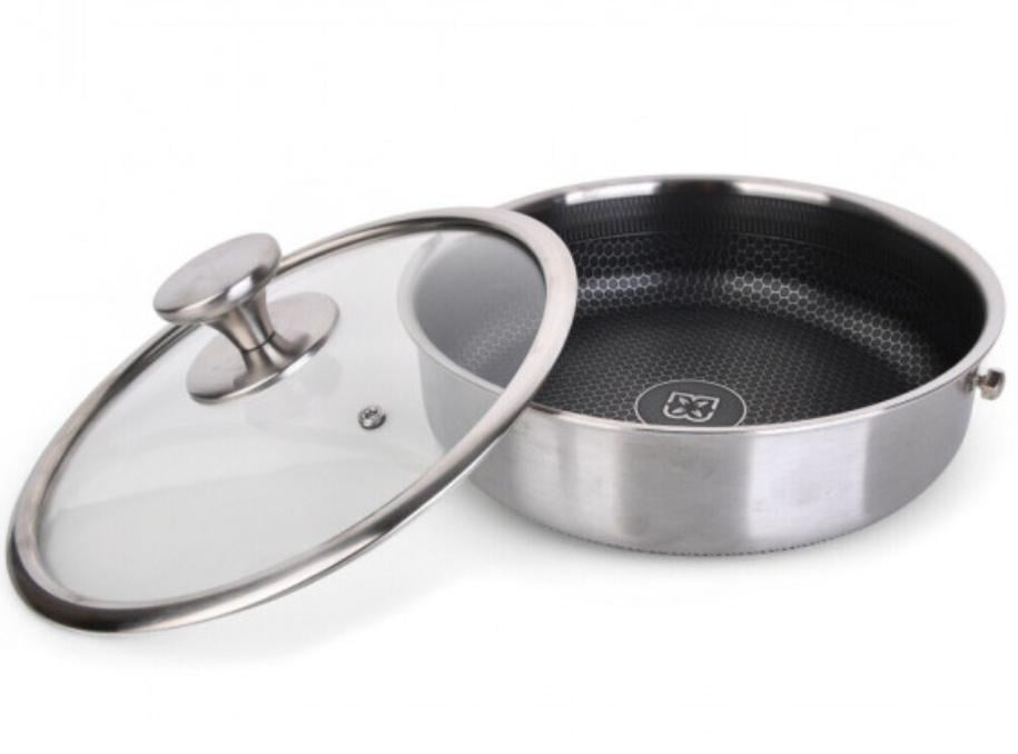 Сотейник с крышкой Edenberg из нержавеющей стали с трехслойным антипригарным покрытием 24x7,0 см (EB-13076)