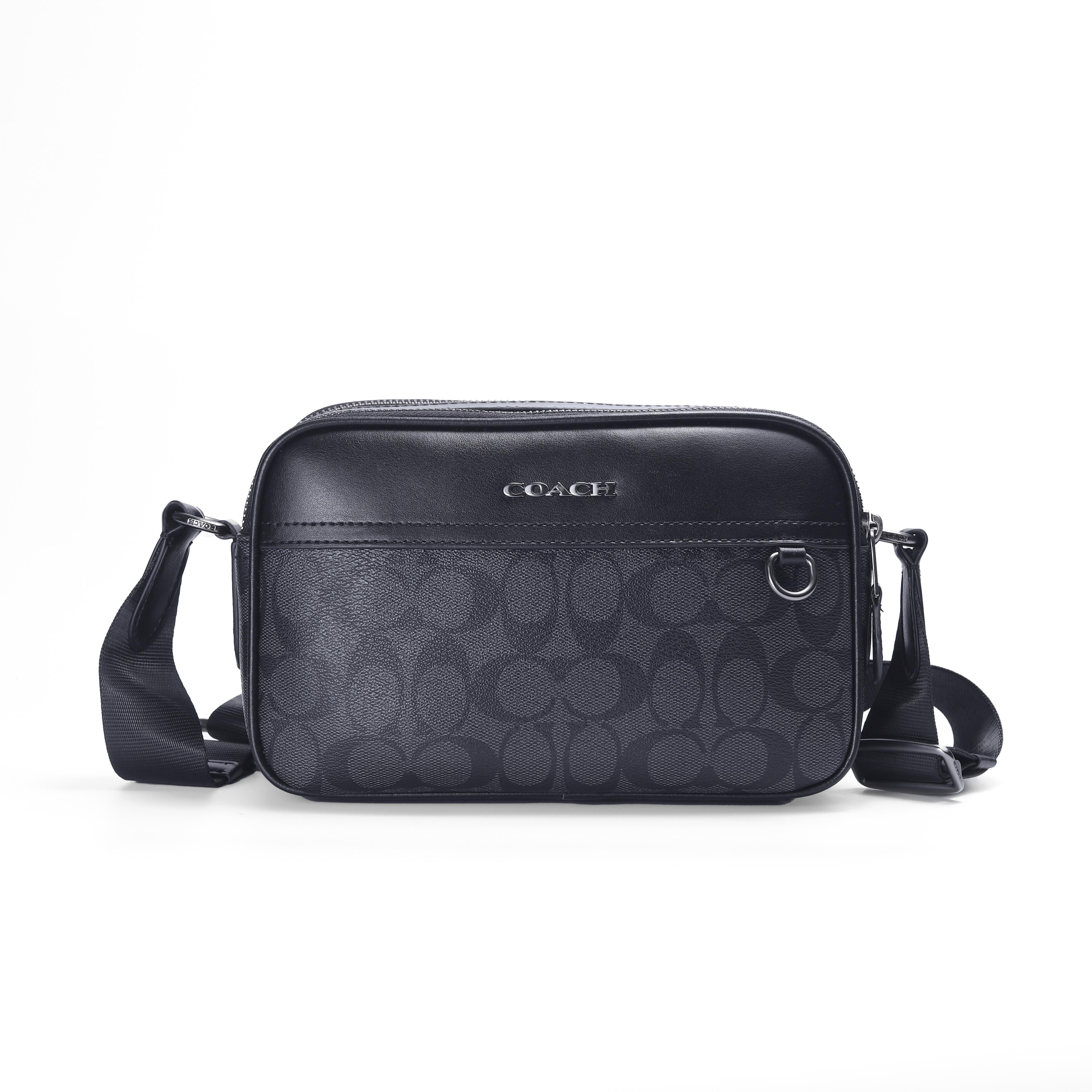 Мужская сумка кросс-боди Coach Graham In Signature Canvas кожаная Черный