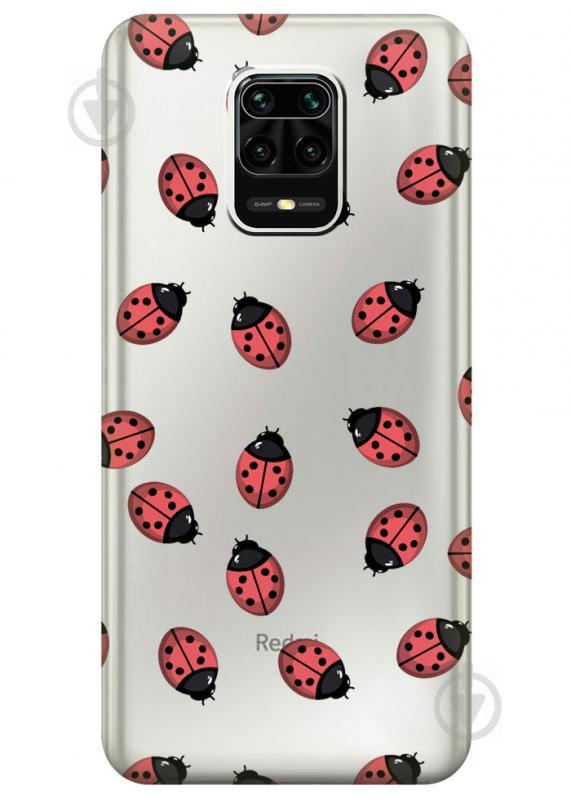 Прозрачный силиконовый чехол iSwag для Xiaomi Redmi Note 9S с рисунком - Божьи коровки (M1680)