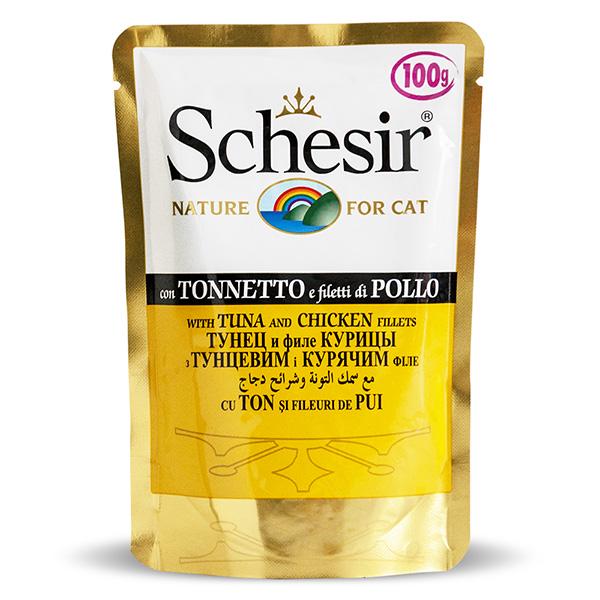 Корм влажный для кошек Schesir Tuna Chicken с тунцем и курицей 100 г (8005852751027)