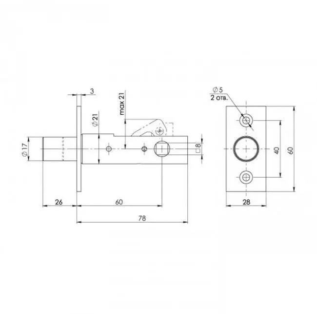 Засувка врізна Аріко одностороння Хром (18038788) - фото 3 Засувка врізна Аріко одностороння Хром (18038788) - фото 3