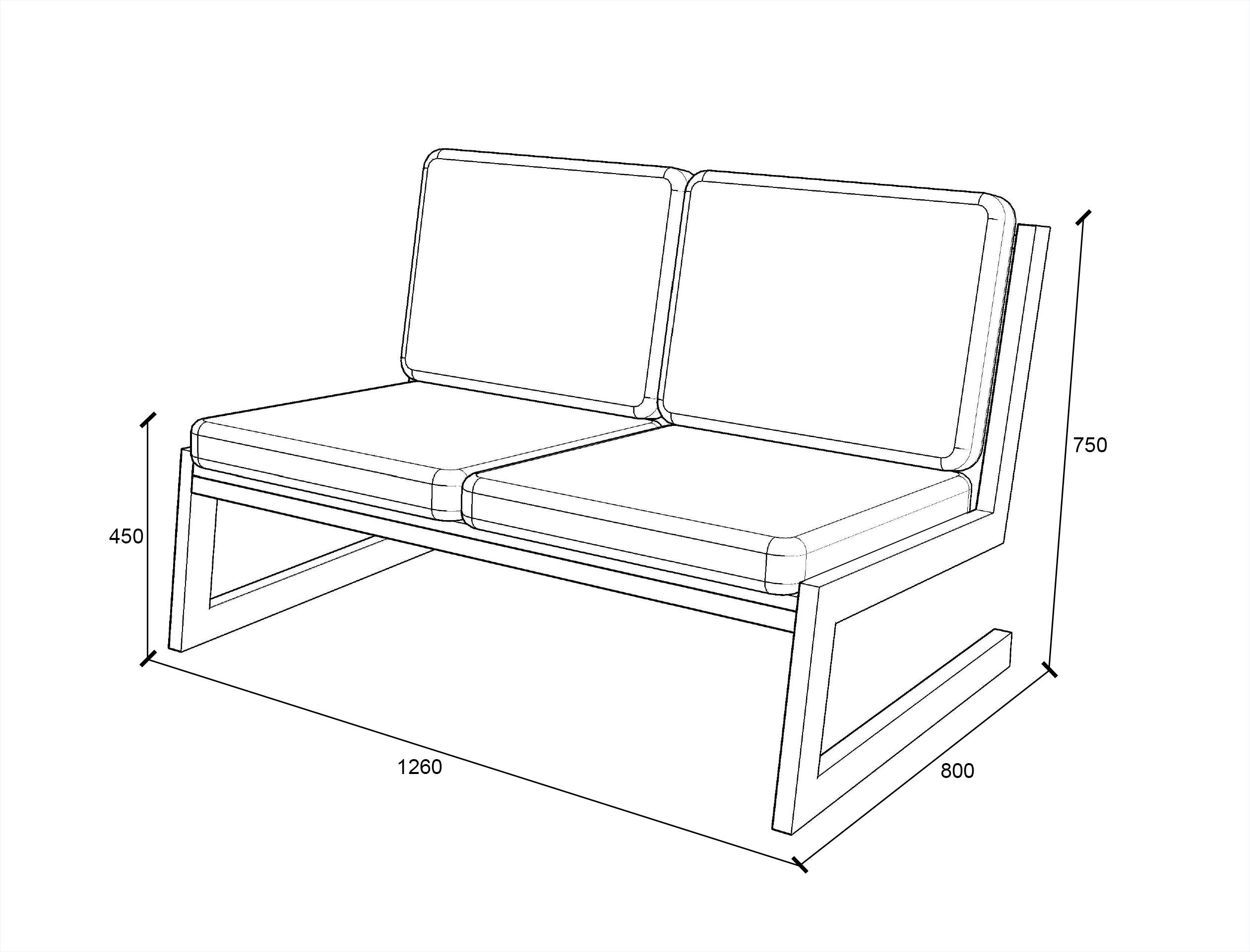 Мягкий диван Lofty SOFT двухместный из металла ширина 1260 мм Серый - фото 5