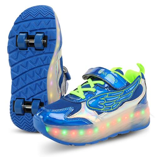 Кроссовки роликовые с подсветкой LED на четырех колесах Huoleguo OB-6447 Крылья р. 38 Синий (33093171)
