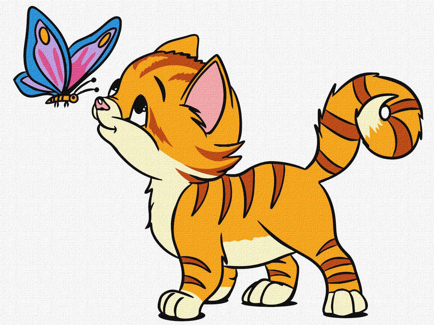 Картина за номерами Ідейка Котик та метелик 30x40 см (Id-KHO6206)