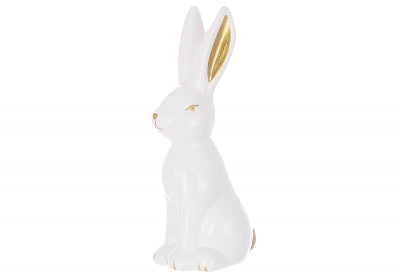 Кролик порцеляновий декоративний 6,1 х4, 5х13 см Білий із золотим (495455)