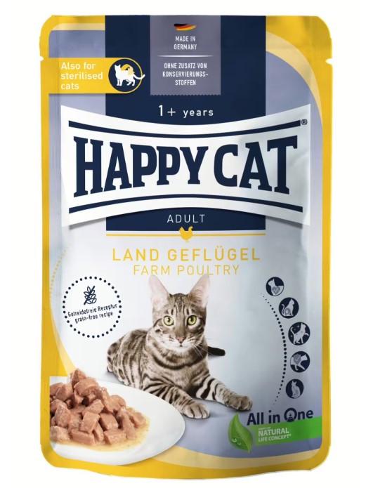 Корм влажный Happy Cat Culinary Farm Poultry в виде кусочков в соусе для кошек с курицей 85 г (1005194)