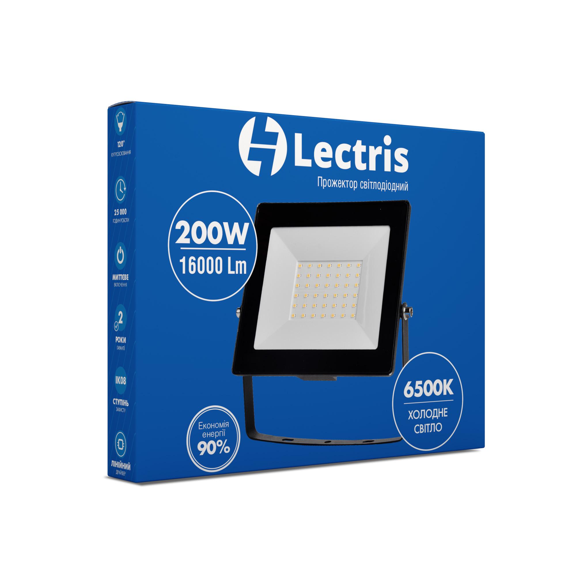 Cвітлодіодний прожектор Lectris 200W 16000Лм 6500K 185-265V IP65 1-LC-3007 - фото 2