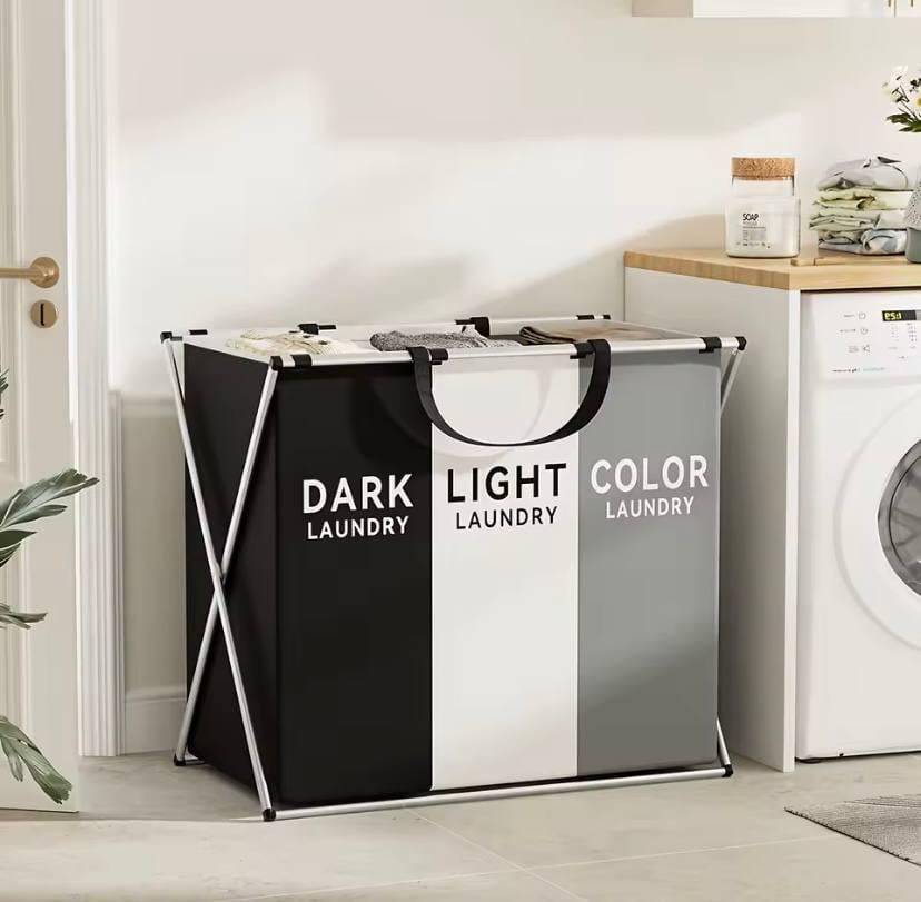 Корзина для белья складная на 3 секции (f0d6b19f) - фото 2 Корзина для белья складная на 3 секции (f0d6b19f) - фото 2