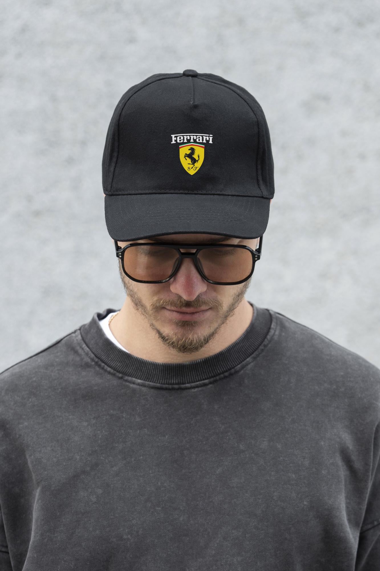 Бейсболка Without с принтом Ferrari унисекс Black (8049783)