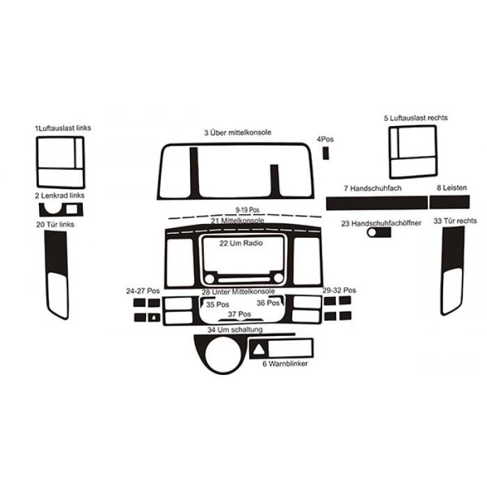 Накладки на панель Титан Meric для Volkswagen T5 2010-2015 гг. пластик Черный