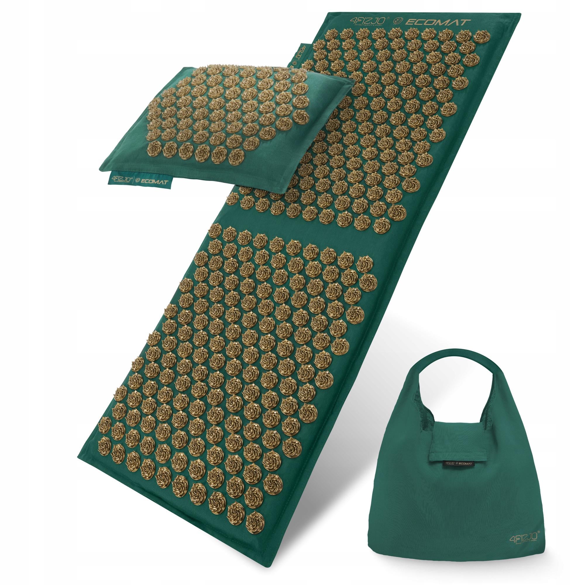 Коврик акупунктурный с подушкой 4FIZJO Eco Mat XL Аппликатор Кузнецова Navy Green/Gold (P-5907739313614)