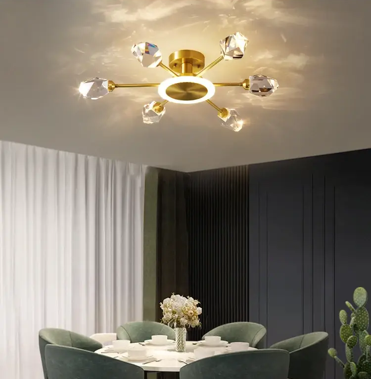 Люстра LED Сапфір 8810-А на 6+1 плафонів Золотистий Люстра LED Сапфір 8810-А на 6+1 плафонів Золотистий