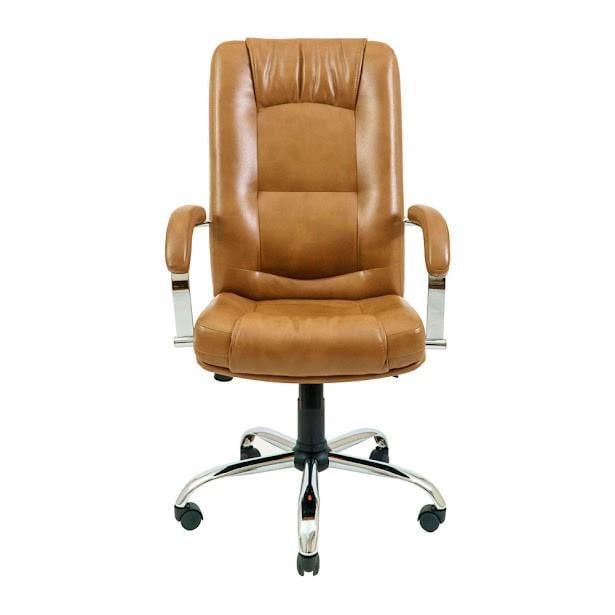 Кресло офисное компьютерное Alberto VIP Хром M1 Tilt натуральная кожа Lux Кремовый - фото 1