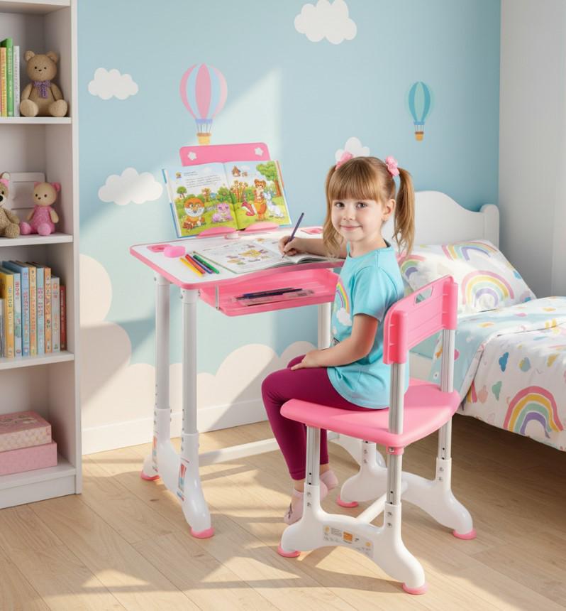 Парта шкільна та стільчик з регулюванням висоти Рожевий (2104618702) - фото 10 Парта шкільна та стільчик з регулюванням висоти Рожевий (2104618702) - фото 10