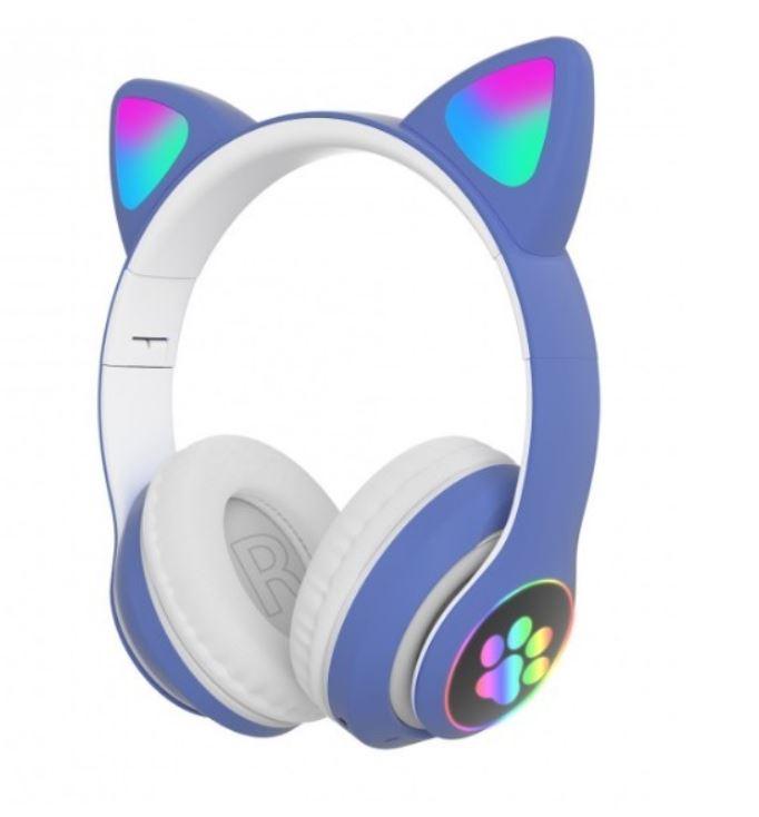 Бездротові навушники з котячими вушками і RGB підсвіткою Cat VZV-23M Blue