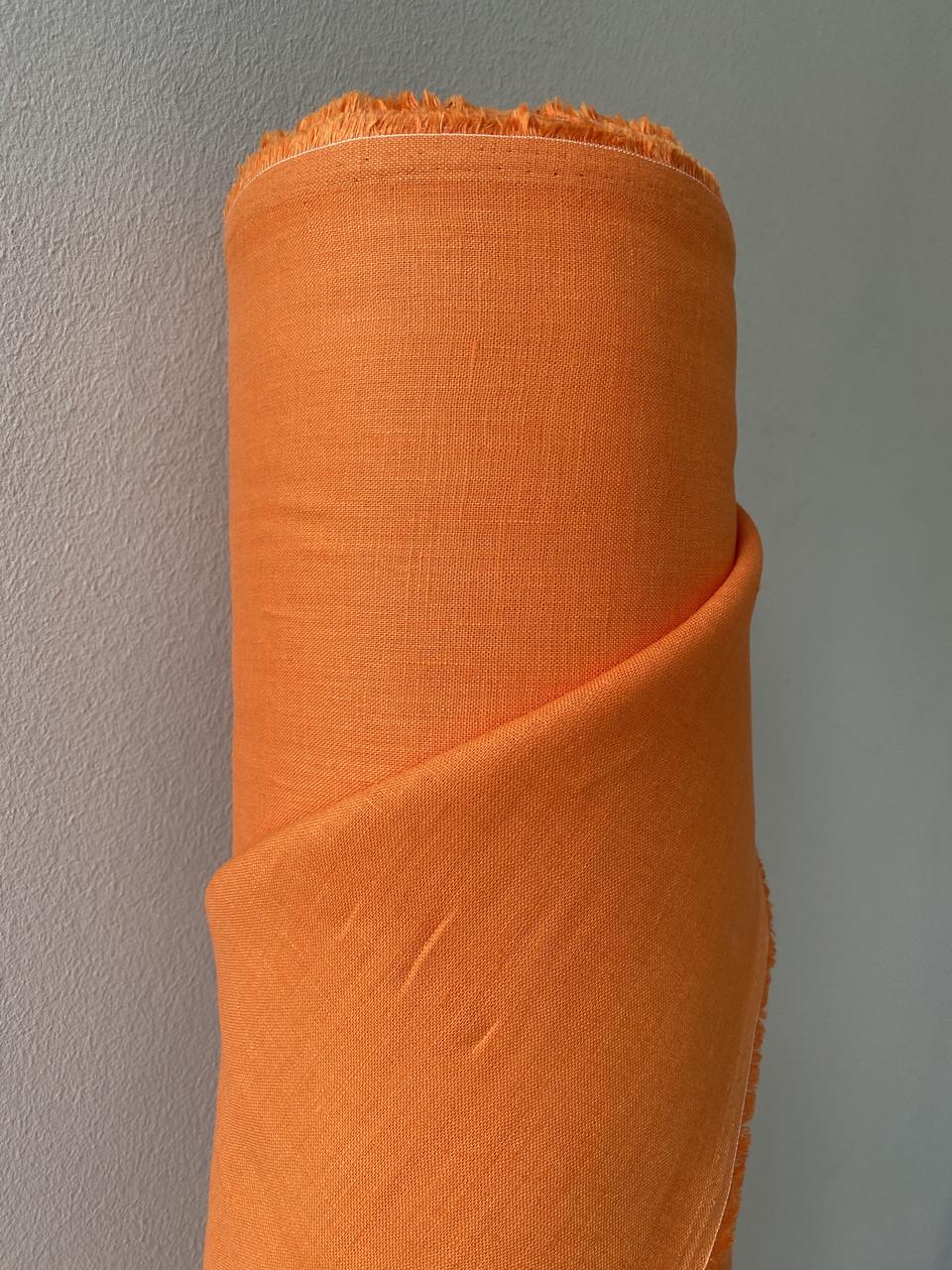 Ткань LINEN PLUS 100% лен 143 см 1250 Оранжевый - фото 2