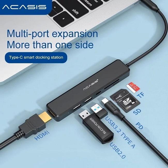 Хаб Acasis CM069 USB/Type-C и поддержкой быстрой зарядки 60W Черный (1701) - фото 2