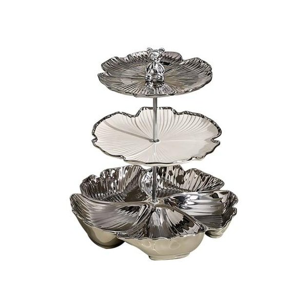 Фруктівниця сервірувальна 3-х ярусна Білий/Срібний (22764963)
