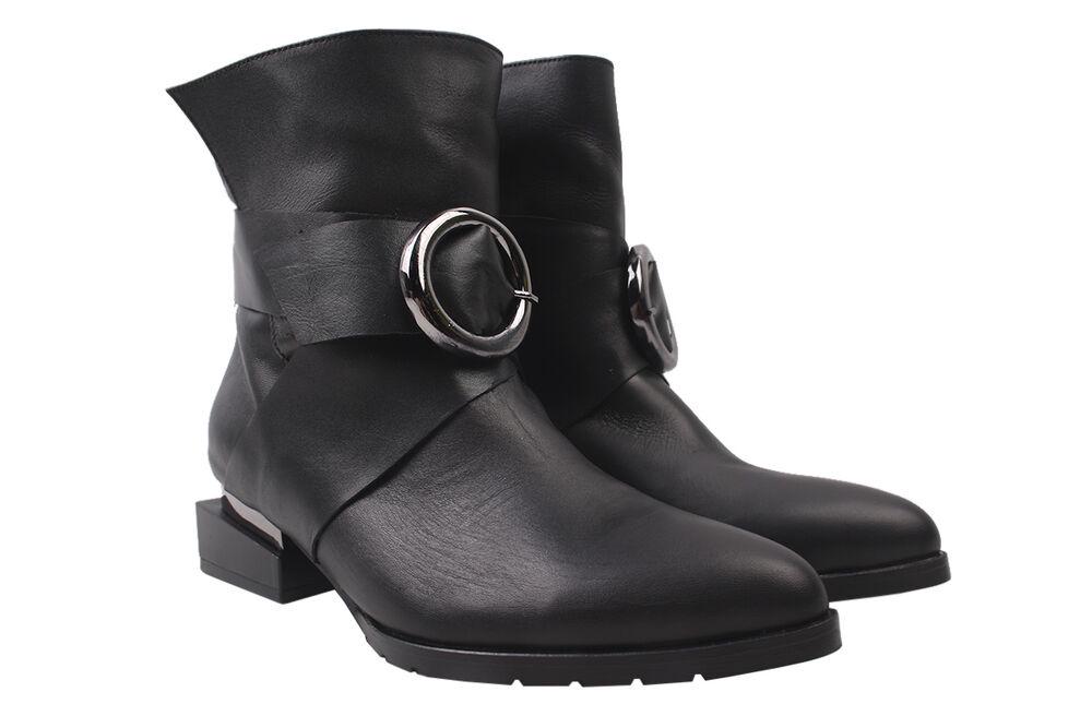 Ботинки Aquamarin на низком ходу женские из кожи р. 37 Черный (1677-9DHC)
