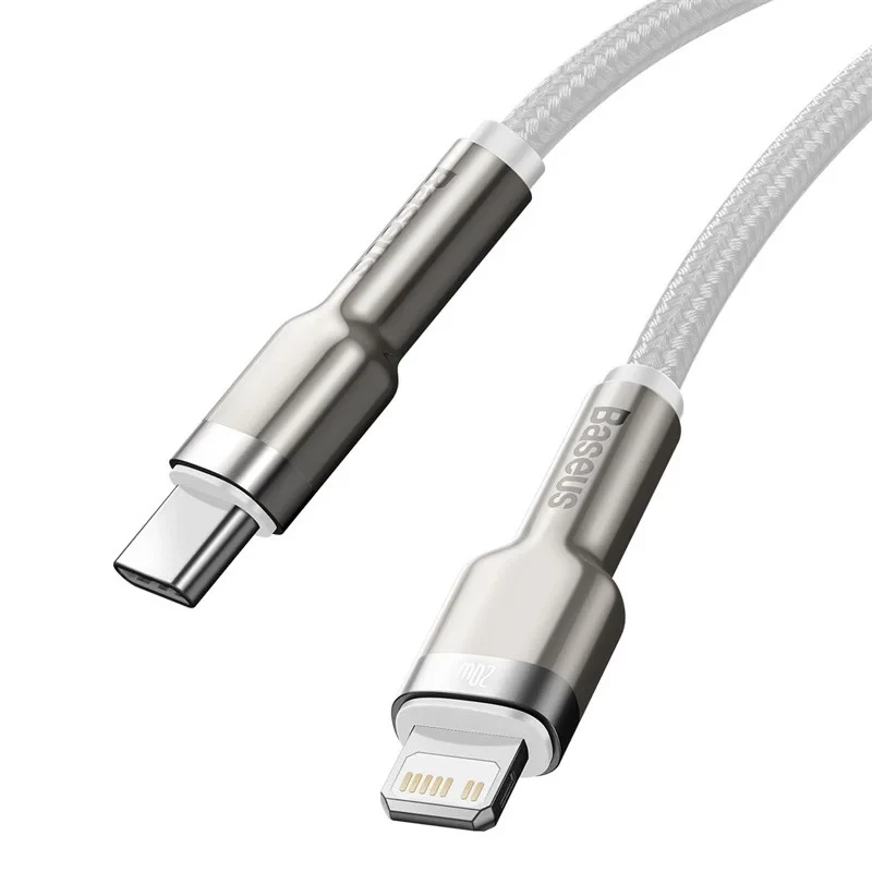 USB кабель BASEUS Type С на Lightning Cafule Series Metal Data Cable 20W PD 1 м White - фото 9