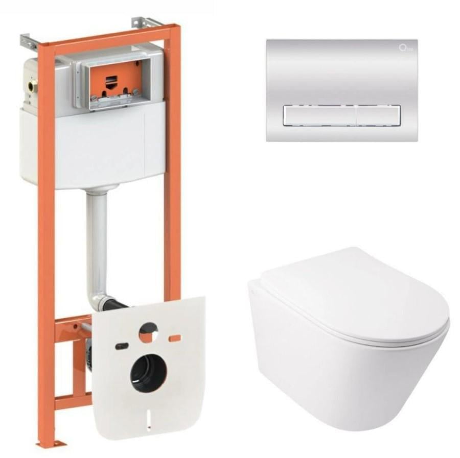 Комплект для ванной комнаты Qtap Nest 4в1 подвесной унитаз Swan Ultra Quiet 485x360x320 мм и установка QT16335179W45154 (66335)
