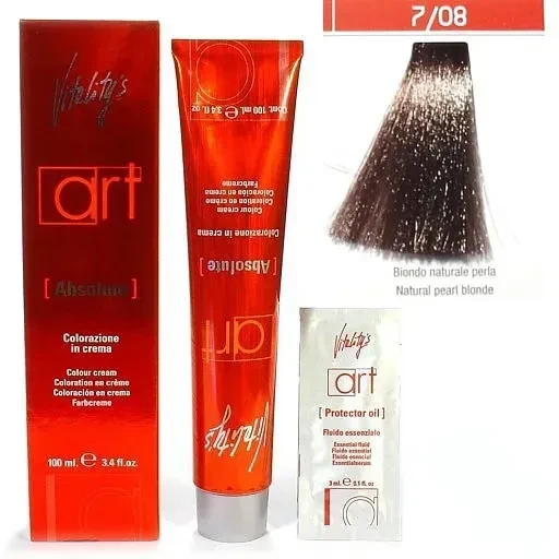 Крем-краска для волос с масляным коктейлем Vitality’s Art Absolute Hair Color Cream 7/08 Жемчужный натуральный блондин 100 мл