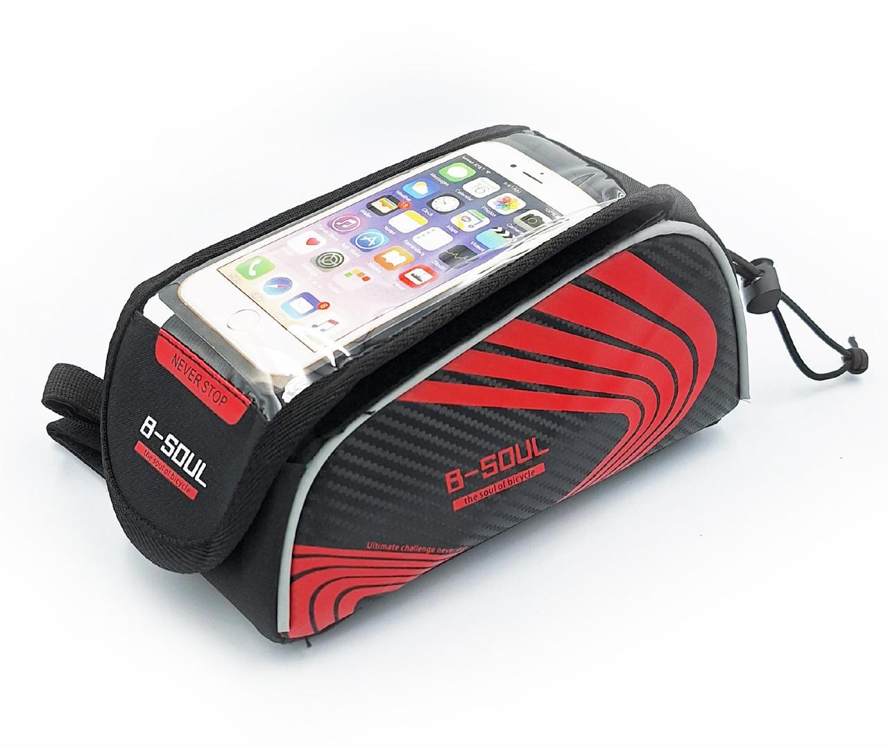 Велосумка на раму B-Soul для смартфона 6" Чорно-червоний (G00004512)