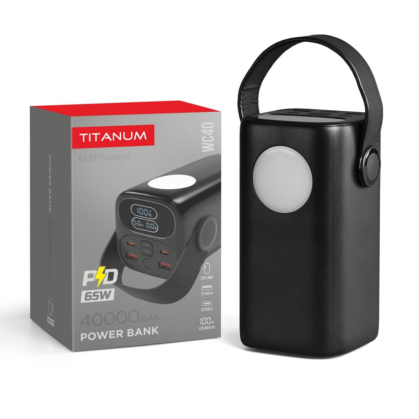 Повербанк TITANUM WC40 PD 65W 40000 mAh Black (TPB-WC40-B)